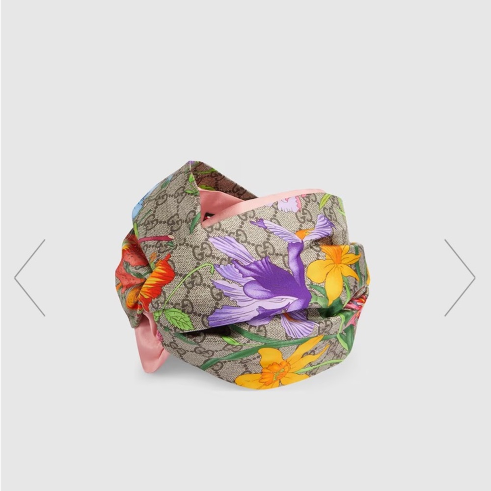 NEW-GG Flora print organic silk twill headband
